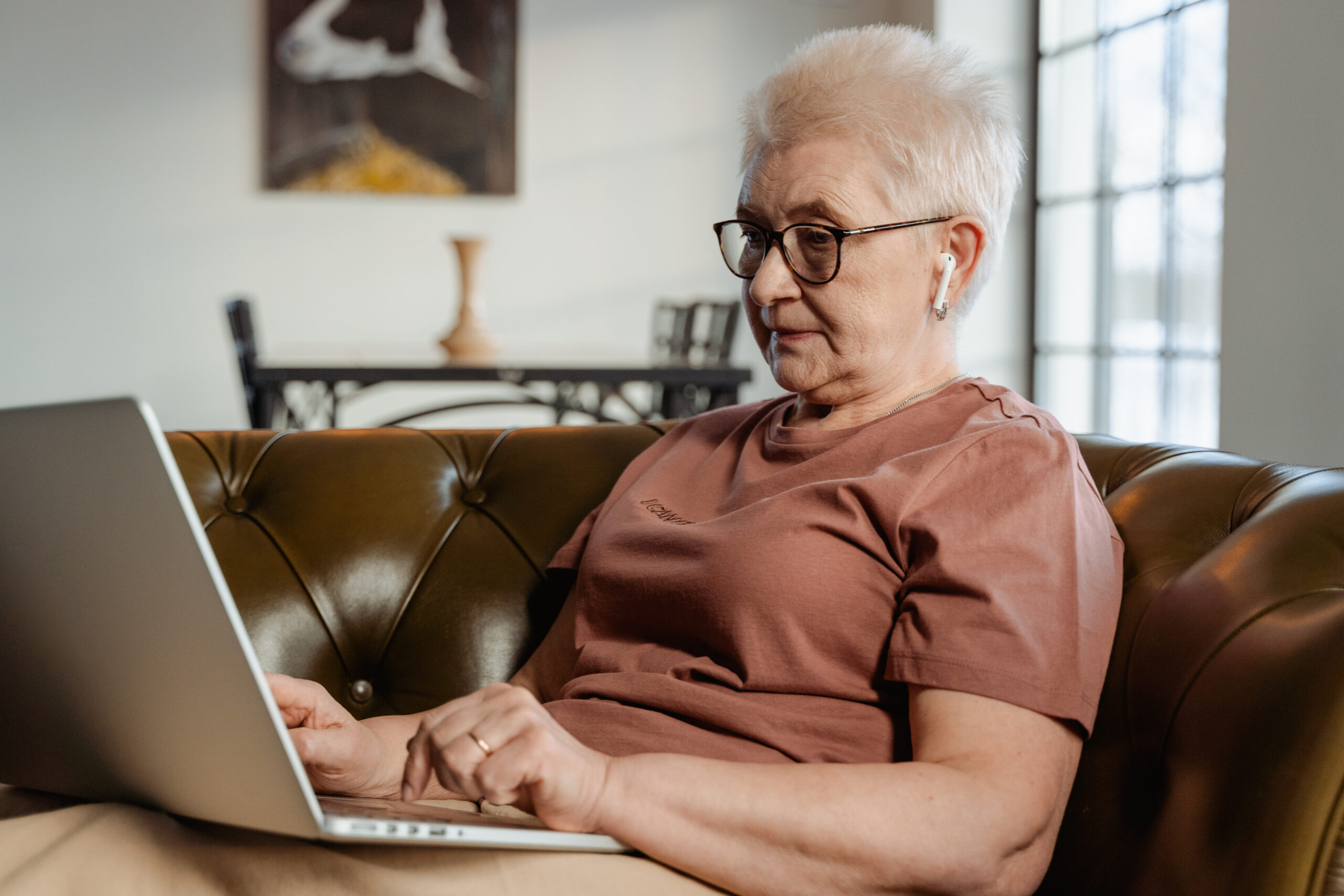 Retiree working from home.